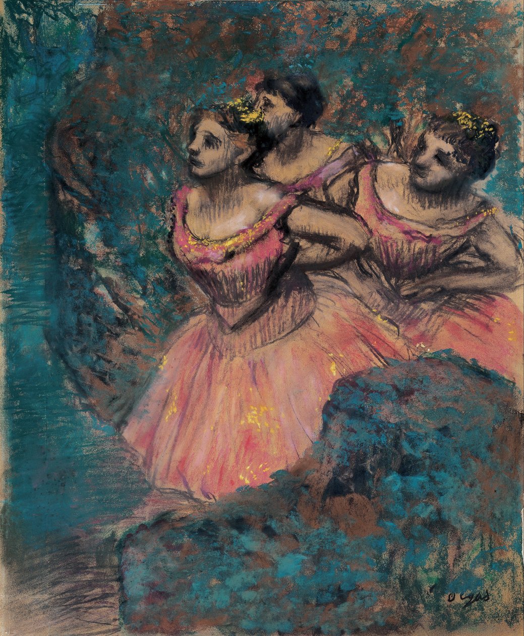 Kolme tanssijaa punaisessa puvussa tekijältä Edgar Degas