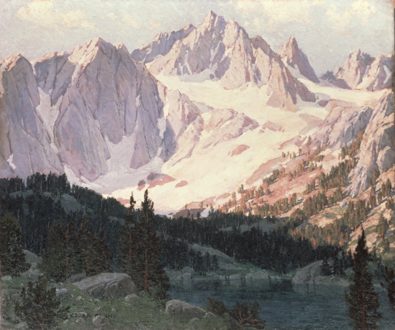 Järvi High Sierrassa (öljy) tekijältä Edgar Alwin Payne