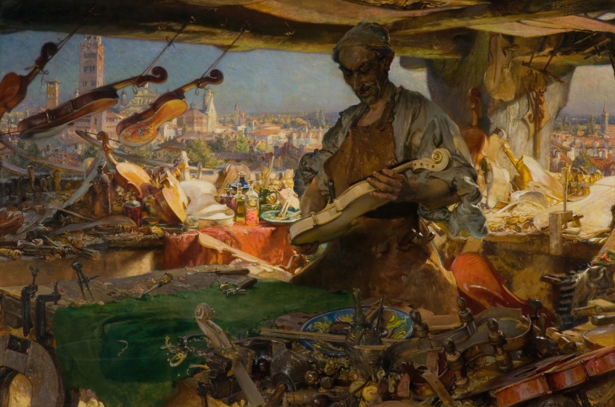 Stradivarius työpajassaan, 1913. tekijältä Edgar Bundy