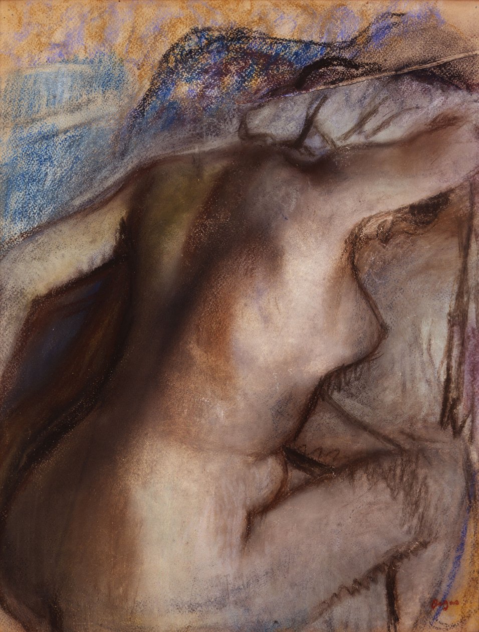 Kylvyn jälkeen nainen kuivaamassa itseään tekijältä Edgar Degas