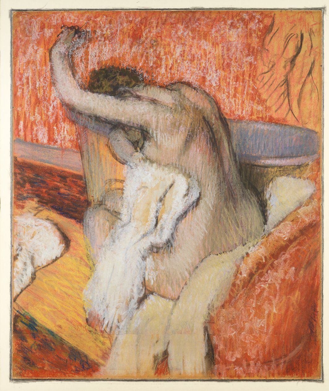 Kylvyn jälkeen - nainen kuivaamassa itseään, n.1895 tekijältä Edgar Degas