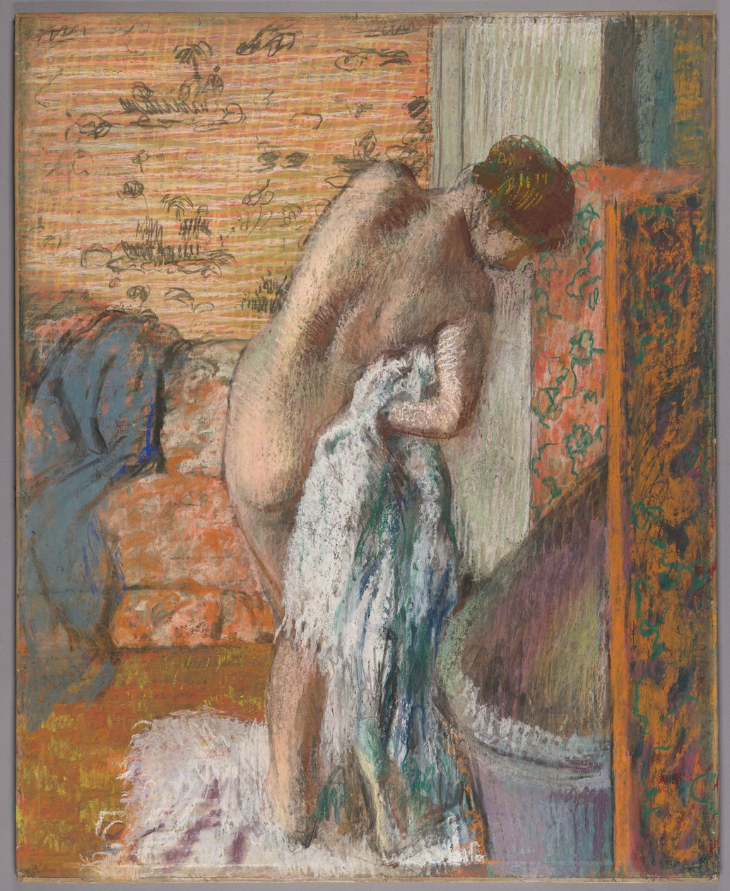 Kylvyn jälkeen (nainen pyyhkiytyy pois) tekijältä Edgar Degas