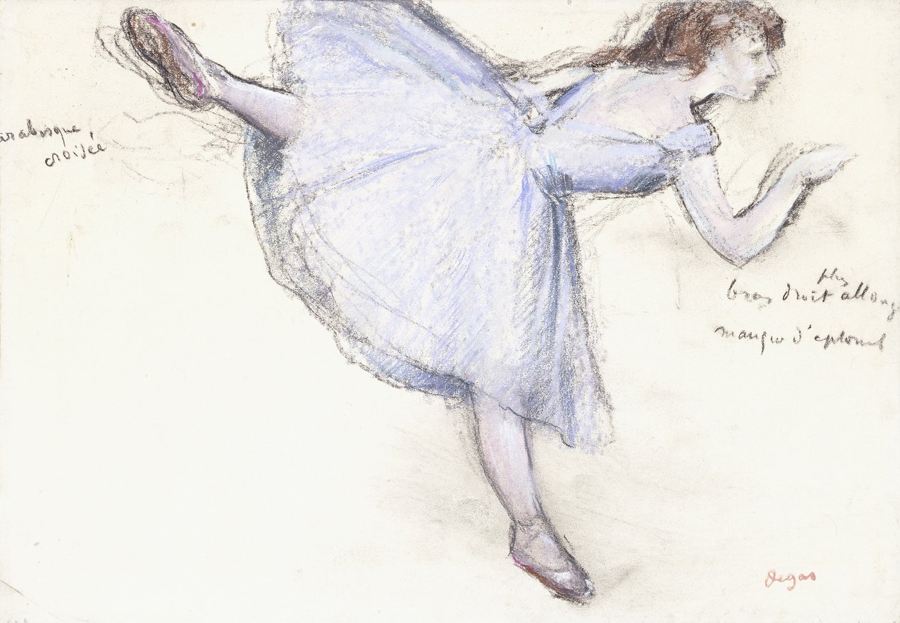 Arabesque-tanssija profiilinäkymässä, 1885-90 tekijältä Edgar Degas