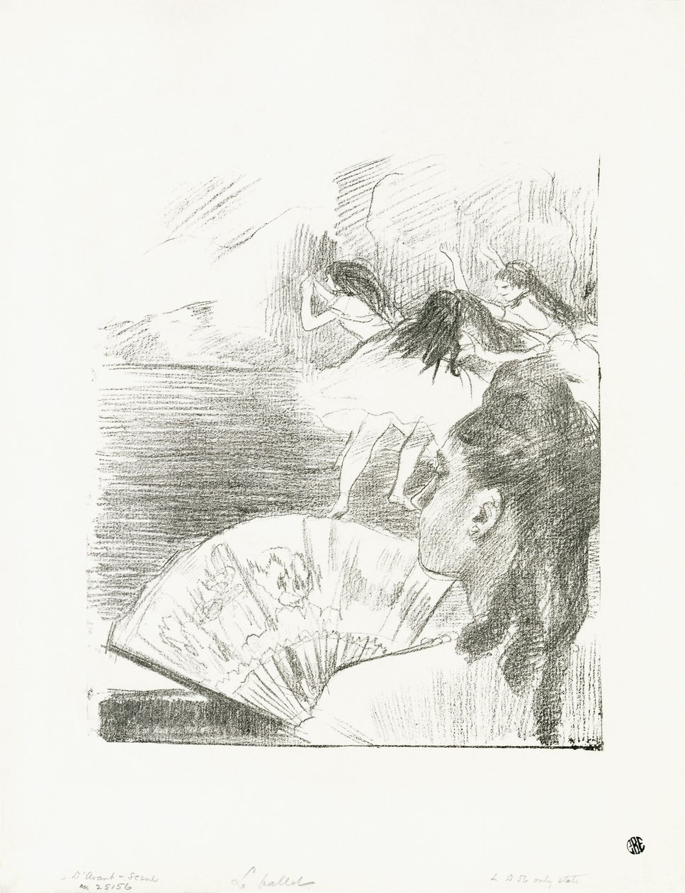 Teatterissa - Nainen tuulettimen kanssa, n. 1878-80 tekijältä Edgar Degas
