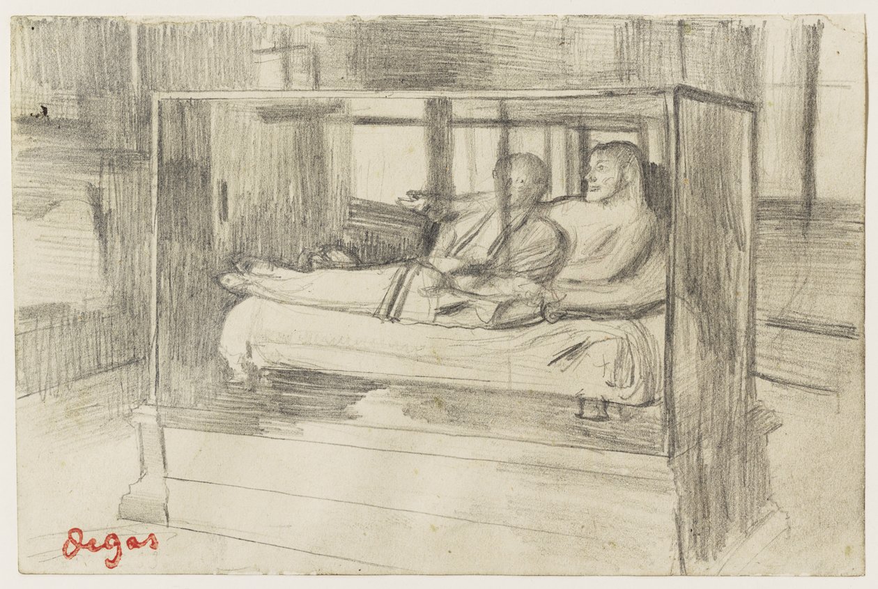 Louvressa: Etruskien sarkofagi, n. 1879 tekijältä Edgar Degas
