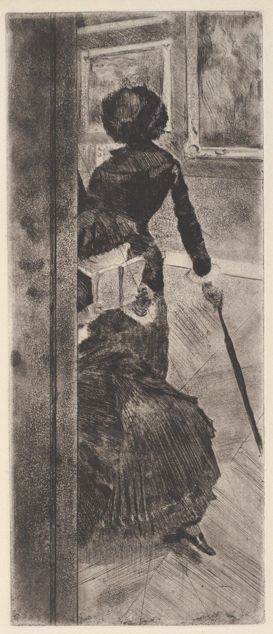 Louvressa: maalaus (Mary Cassatt) (etsaus ja akvatinta) tekijältä Edgar Degas