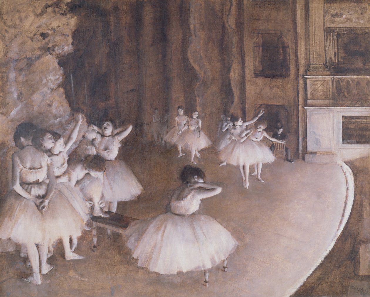 Balettiharjoitukset lavalla tekijältä Edgar Degas
