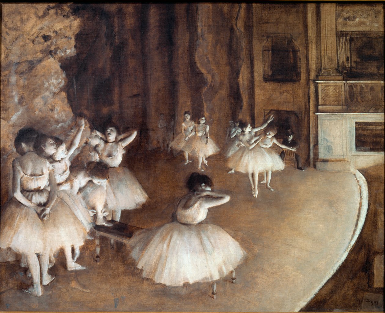 Balettiharjoitukset lavalla tekijältä Edgar Degas