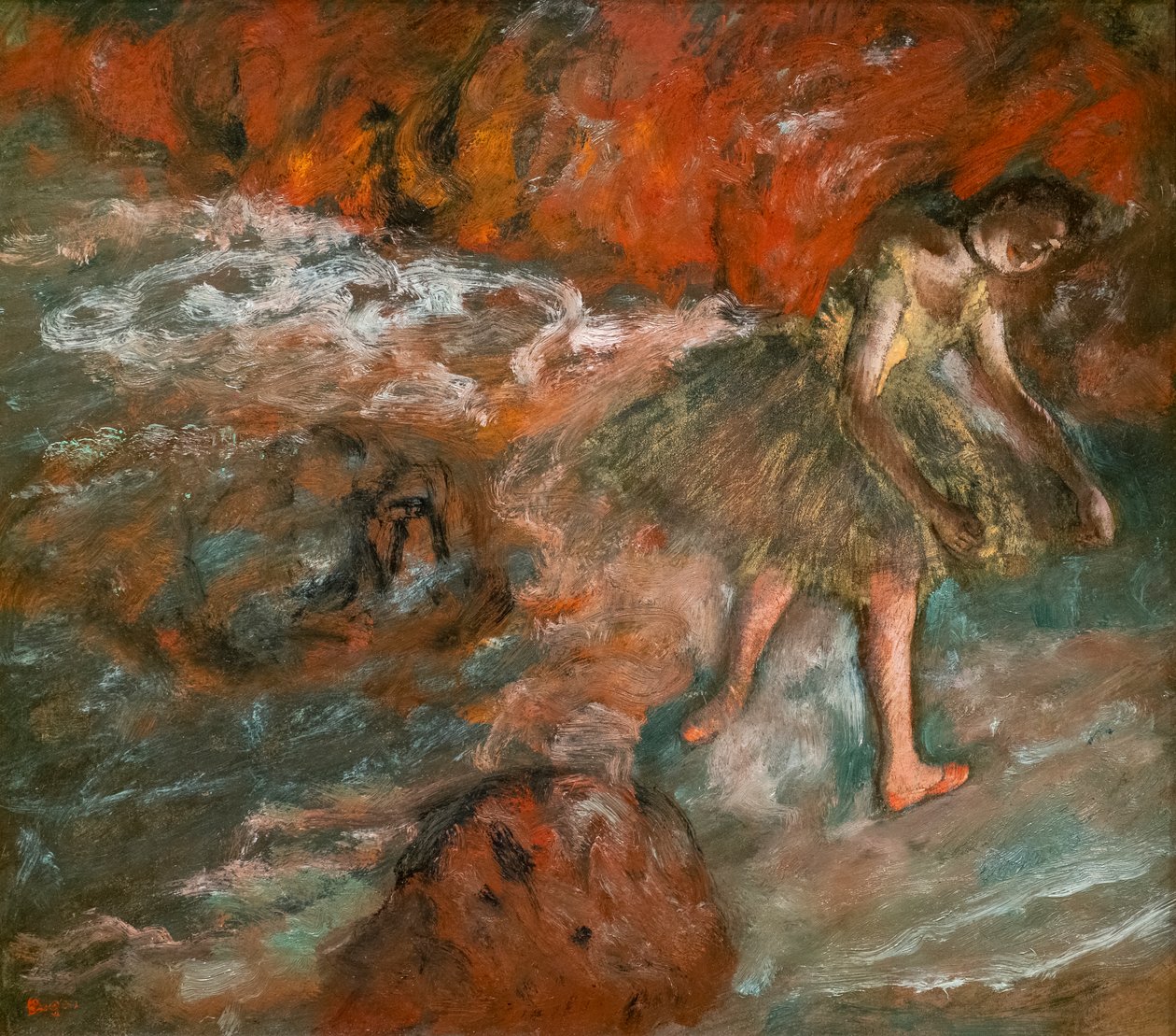 Balettikohtaus. Noin 1890. Öljy paperille, laminoitu paneeliin. tekijältä Edgar Degas