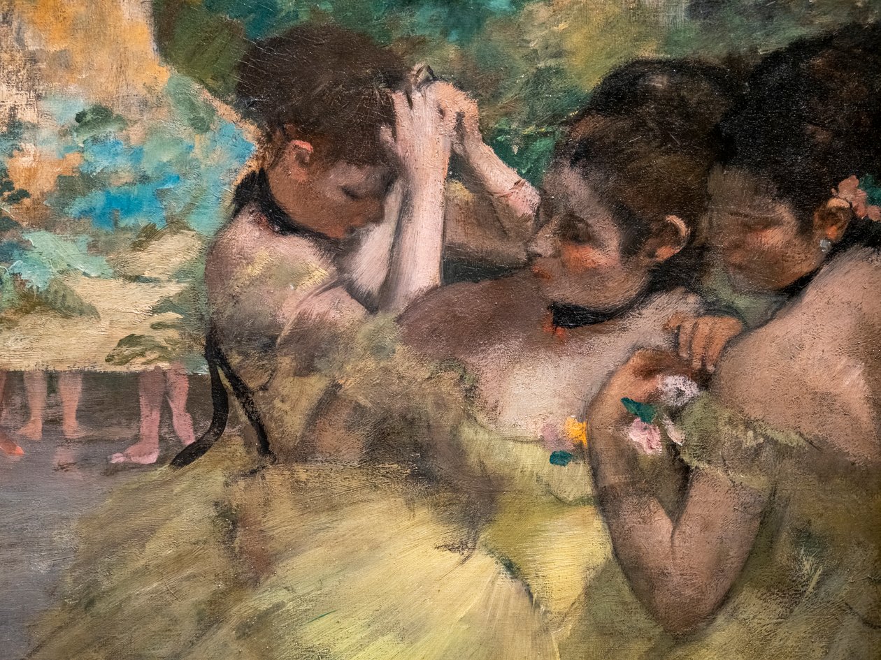 Kulissien takana (yksityiskohta) (tunnetaan myös nimellä "keltaiset tanssijat"). 1874-1876. Öljy kankaalle. tekijältä Edgar Degas