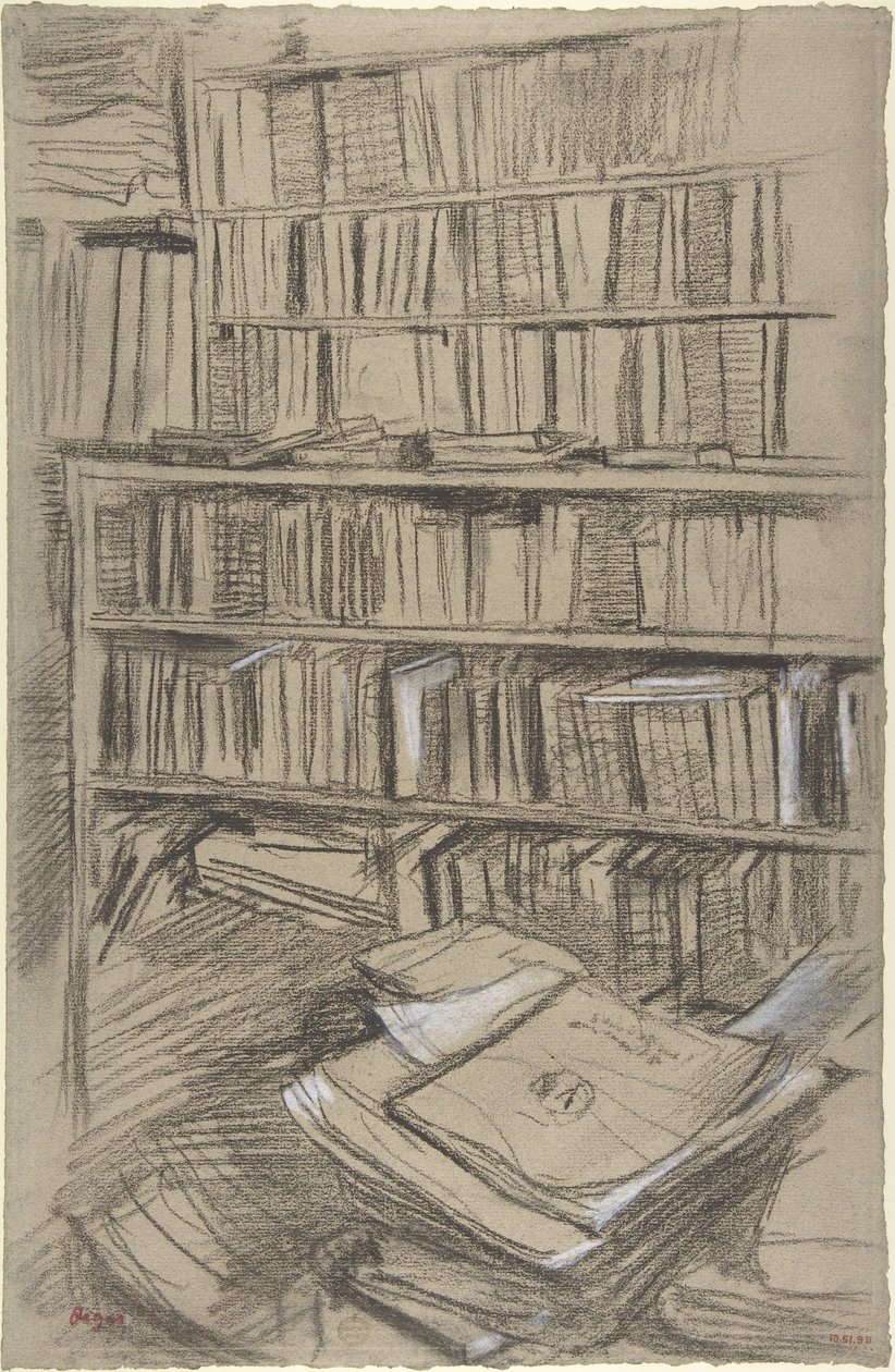 Kirjahyllyt, tutkielma teosta "Edmond Duranty" varten tekijältä Edgar Degas