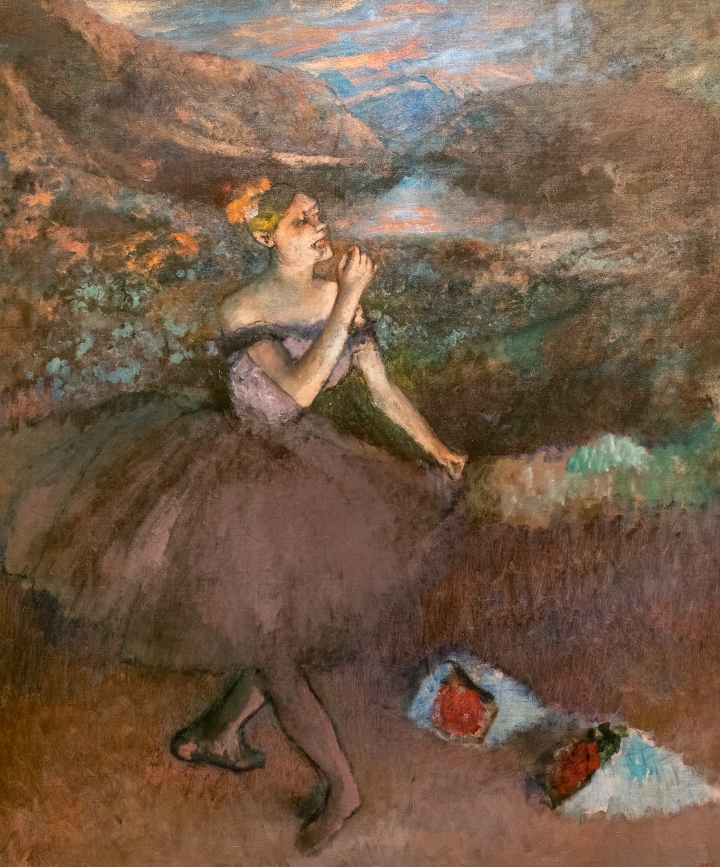 Kukkakimpputanssija. Noin 1895-1900. Öljy kankaalle. tekijältä Edgar Degas
