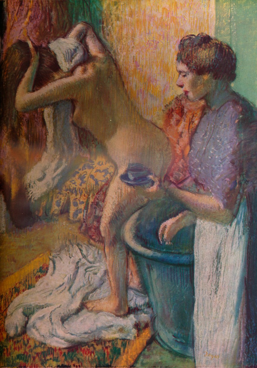Aamiainen kylvyn jälkeen, 1883 tekijältä Edgar Degas