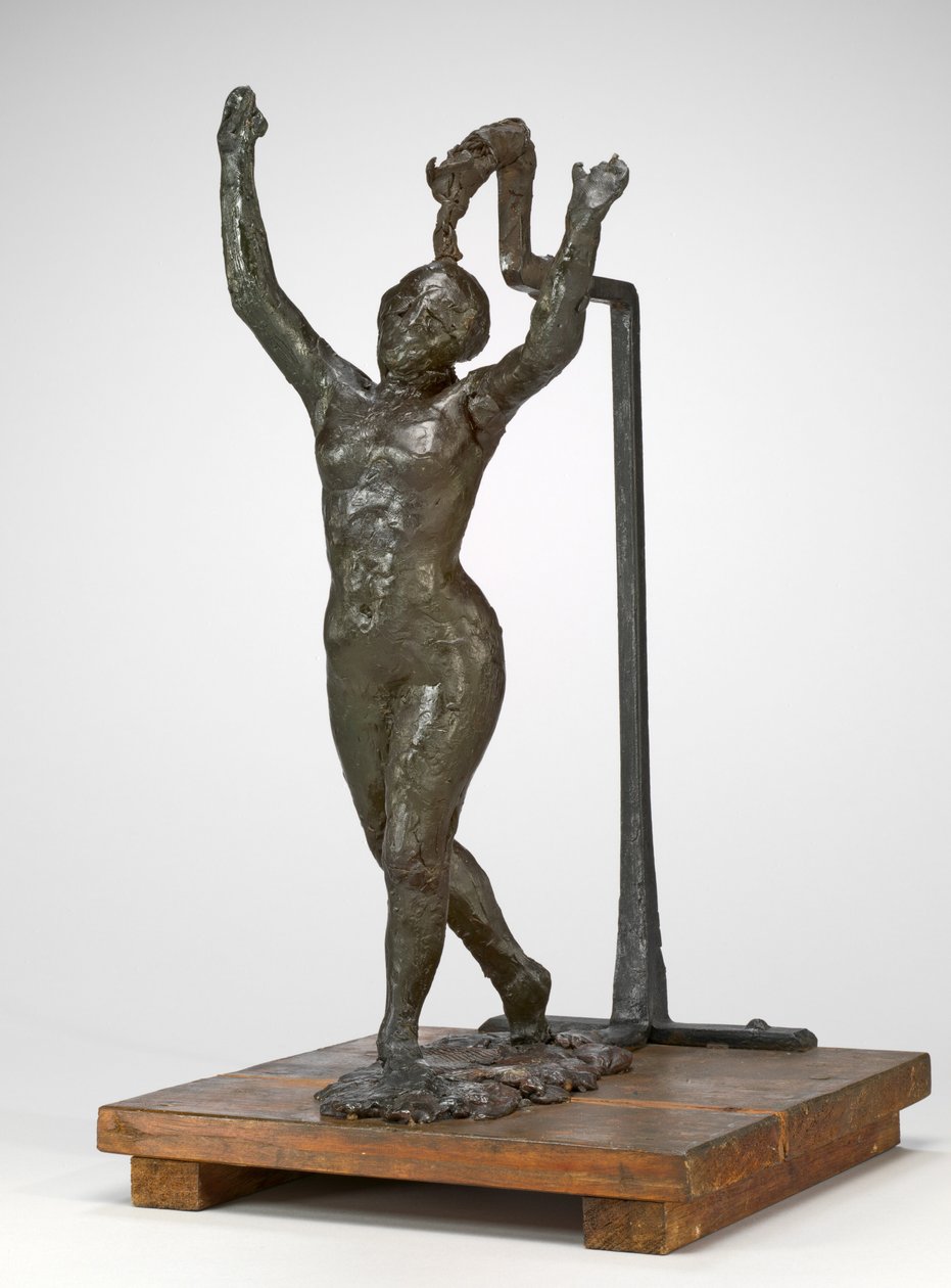 Eteenpäin liikkuva tanssija, kädet koholla tekijältä Edgar Degas