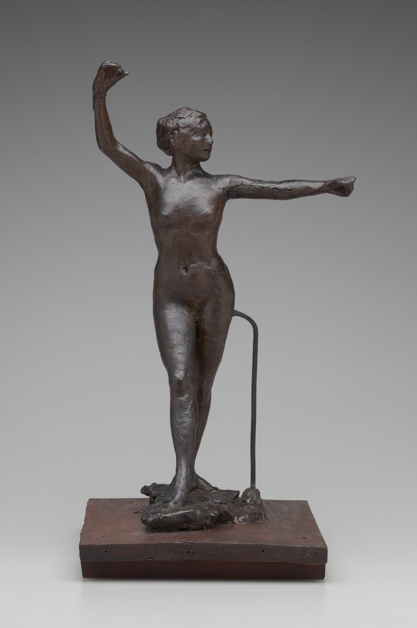 Tanssija valmis tanssimaan oikea jalka edellä, 1882-95 (vaha ja sekatekniikka) tekijältä Edgar Degas