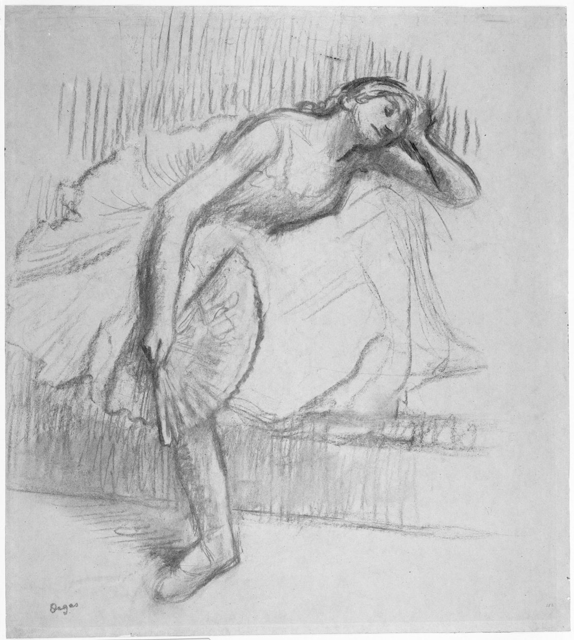 Tanssija lepää tuulettimen kanssa tekijältä Edgar Degas