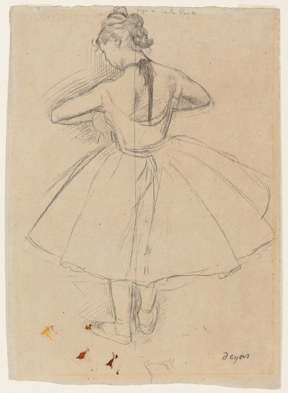 Tanssija seisomassa, näkymä takaa; Seisova tanssija, takaa katsottuna, 1872-1873 tekijältä Edgar Degas