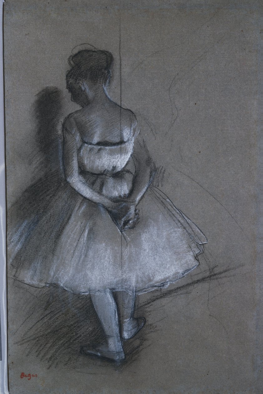 Tanssija seisoo kädet ristissä selkänsä takana, 1874 tekijältä Edgar Degas