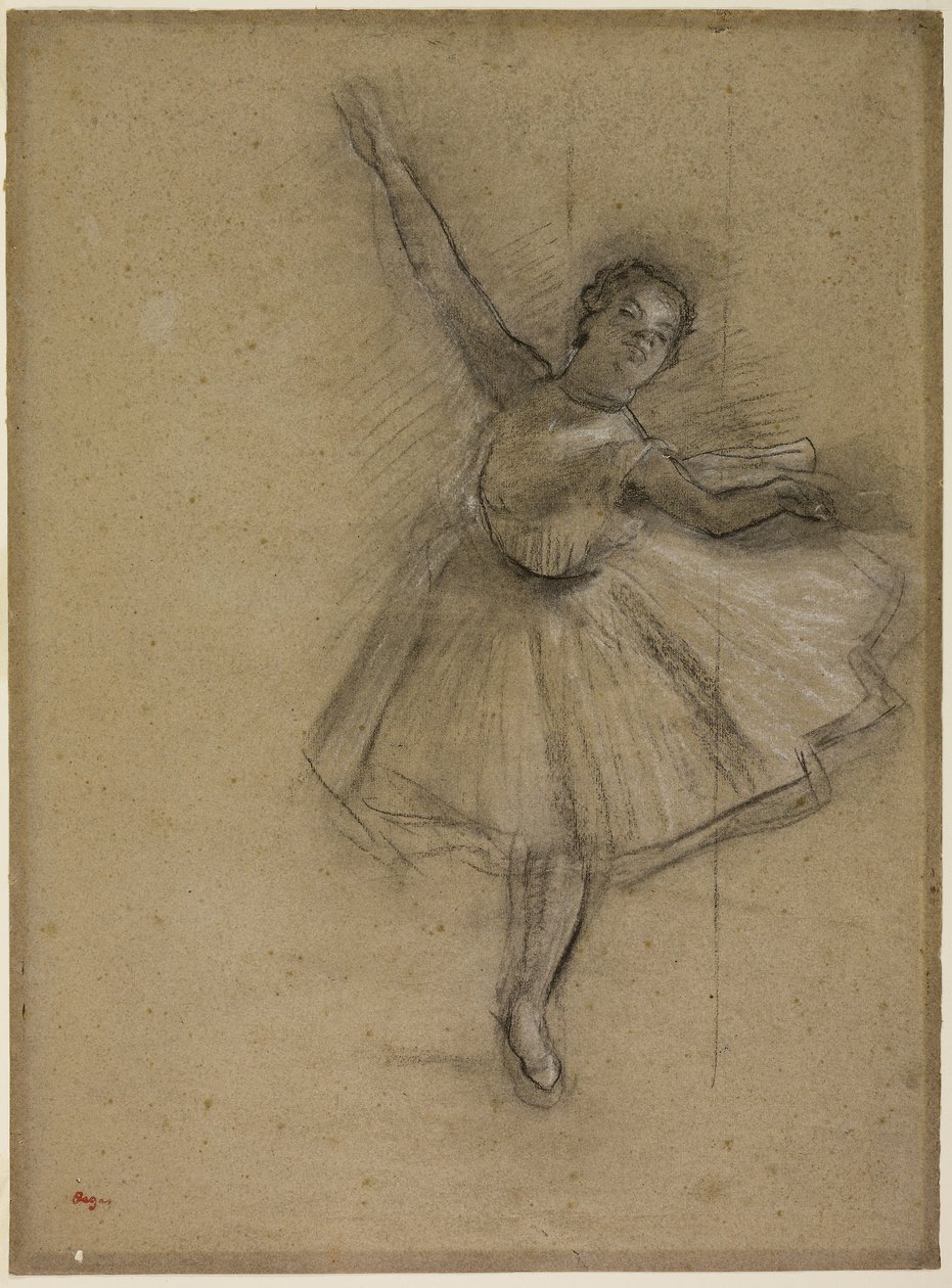 Dancer Turning, n. 1876 (hiili ja liitu paperille) tekijältä Edgar Degas