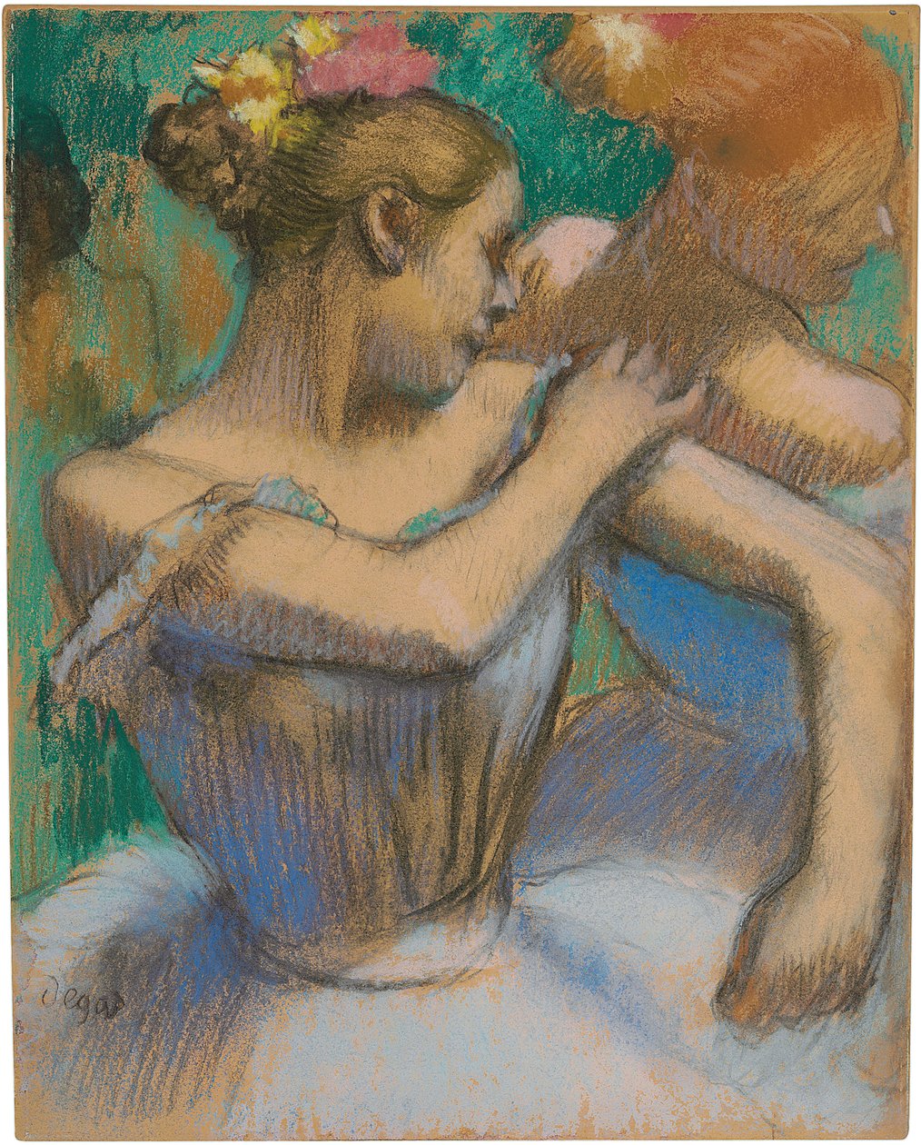 Tanssija säätelee olkapäätään, n. 1896-99 tekijältä Edgar Degas