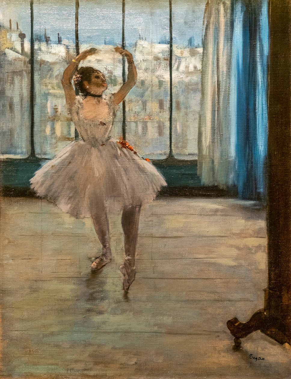 Tanssija poseeraa valokuvaajan talossa (1874). Öljy kankaalle. tekijältä Edgar Degas