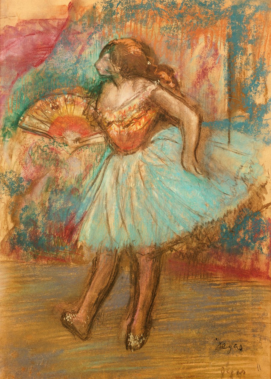 Tanssija tuulettimen kanssa, n. 1895-1900 tekijältä Edgar Degas