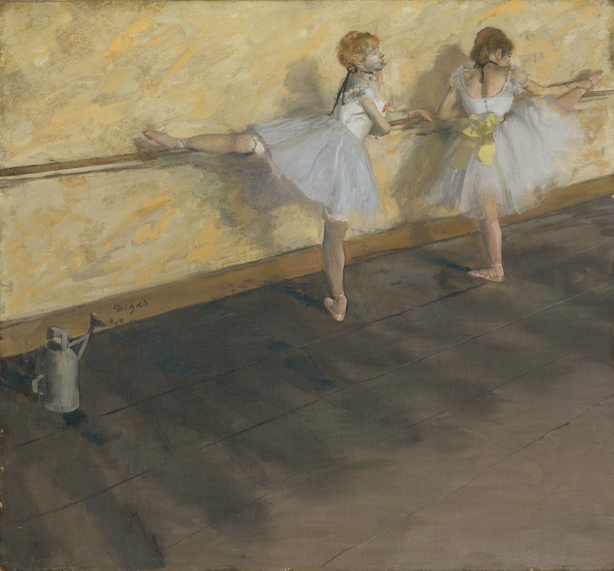 Tanssijat harjoittelevat tangossa, 1877 (sekatekniikka kankaalle) tekijältä Edgar Degas