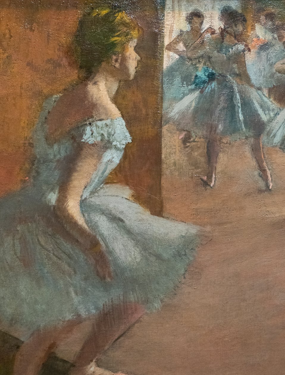 Tanssijat kiipeämässä portaikkoa (yksityiskohta). Vuosina 1886-1888. Öljy kankaalle. tekijältä Edgar Degas