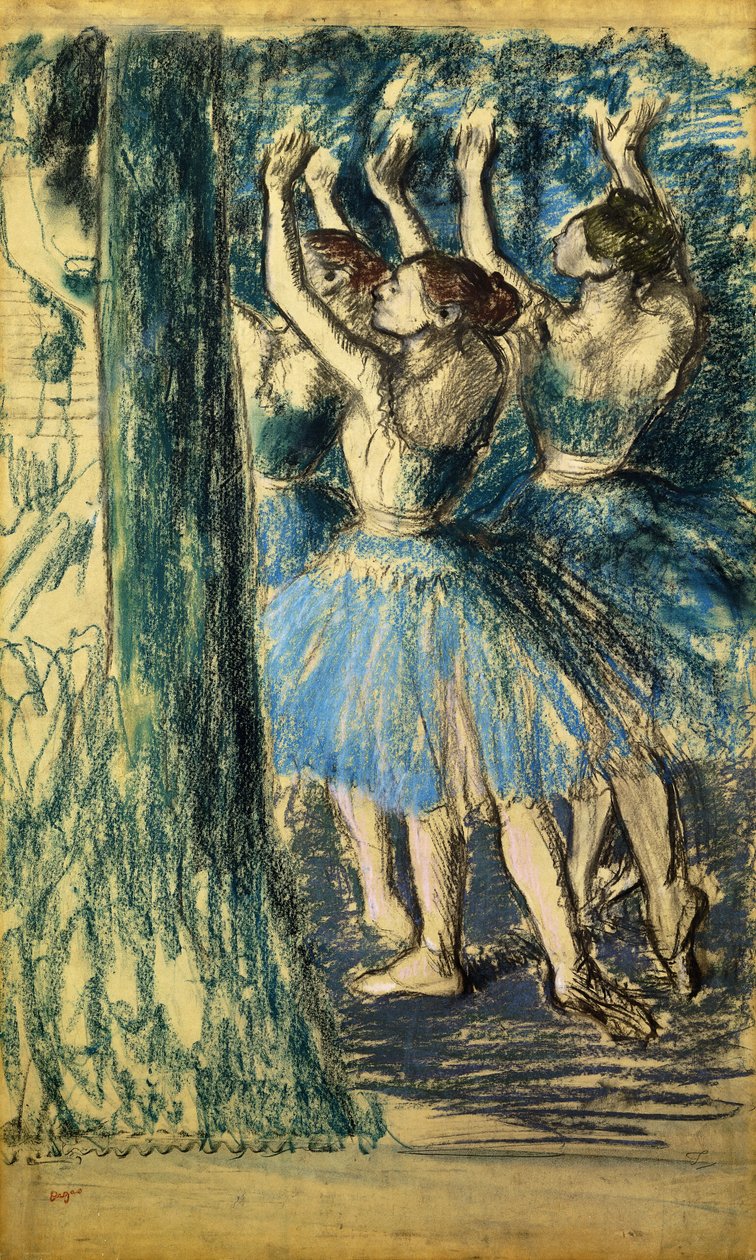 Tanssijat näyttämöllä; Danseuses en Scene, n. 1898 tekijältä Edgar Degas