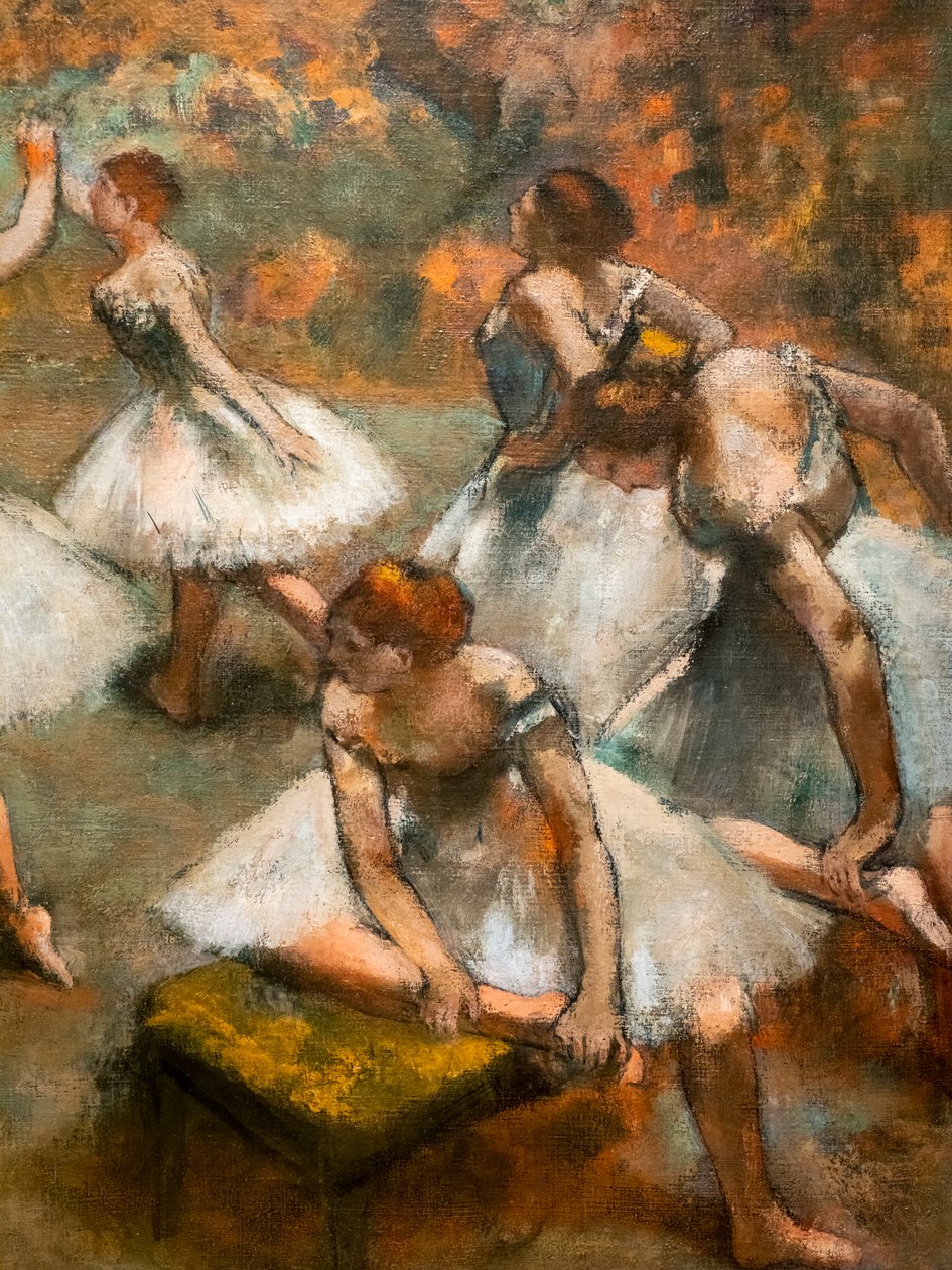 Tanssijat lavalla (yksityiskohta). Noin 1889-1894. Öljy kankaalle. tekijältä Edgar Degas