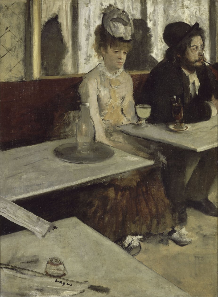 Eräässä kahvilassa, jota kutsutaan myös nimellä Absinthe tekijältä Edgar Degas