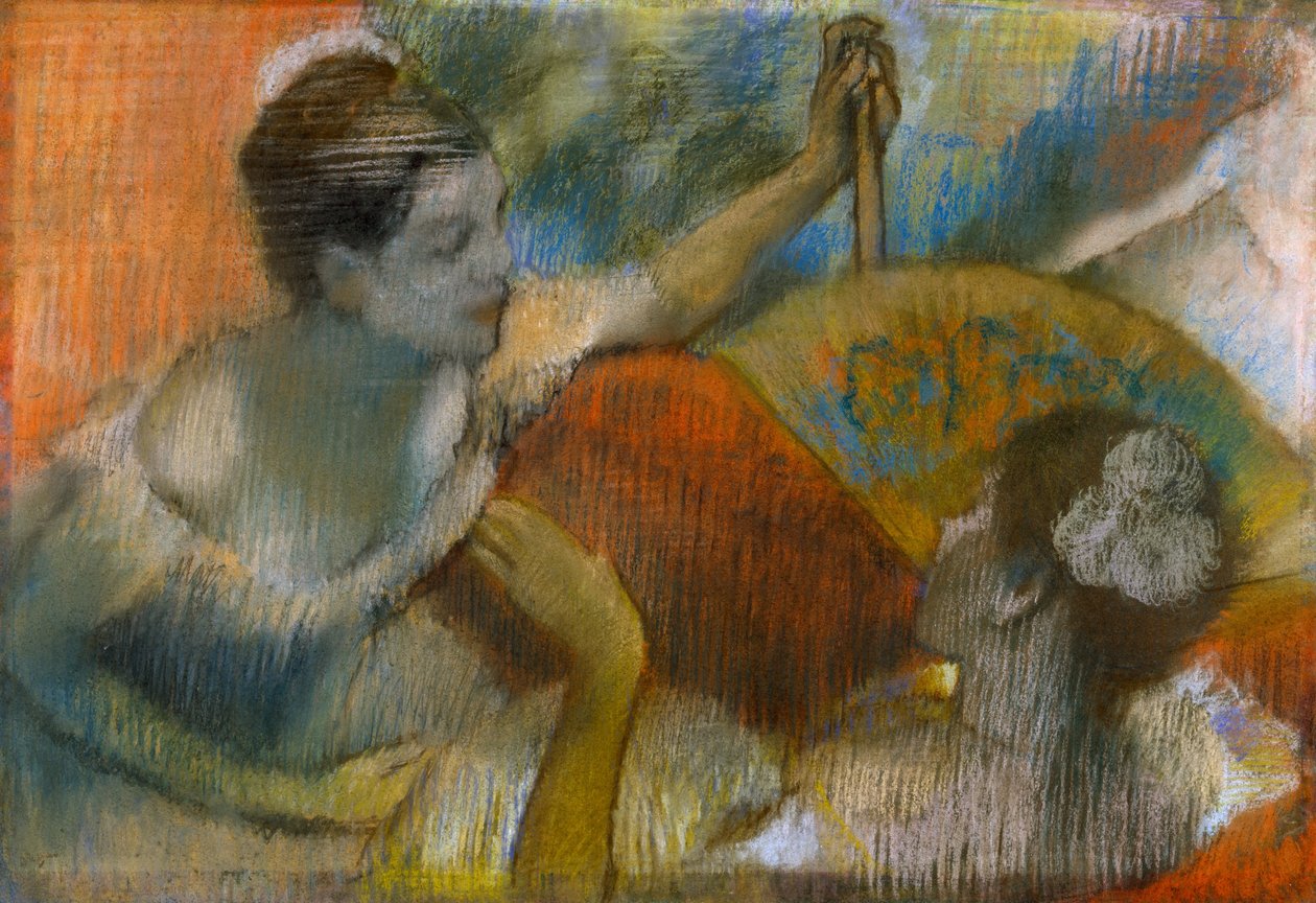 Tanssija tuulettimen kanssa, n. 1883-86 (pastelli paperille) tekijältä Edgar Degas