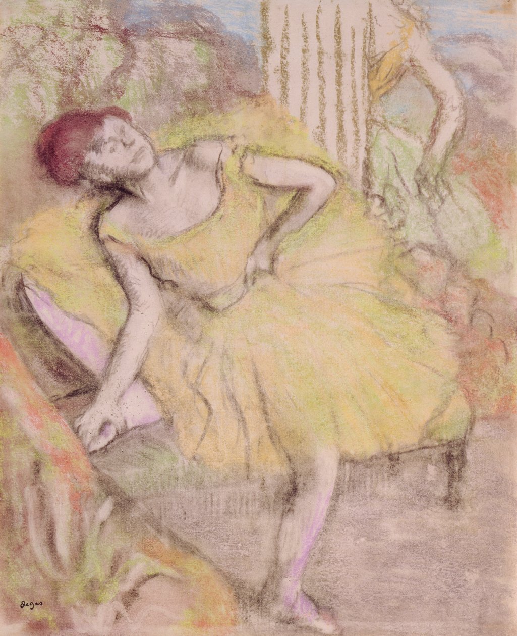 Lepo tanssija, n. 1897-1900 (pastelli ja vastatiivis paperilla) tekijältä Edgar Degas