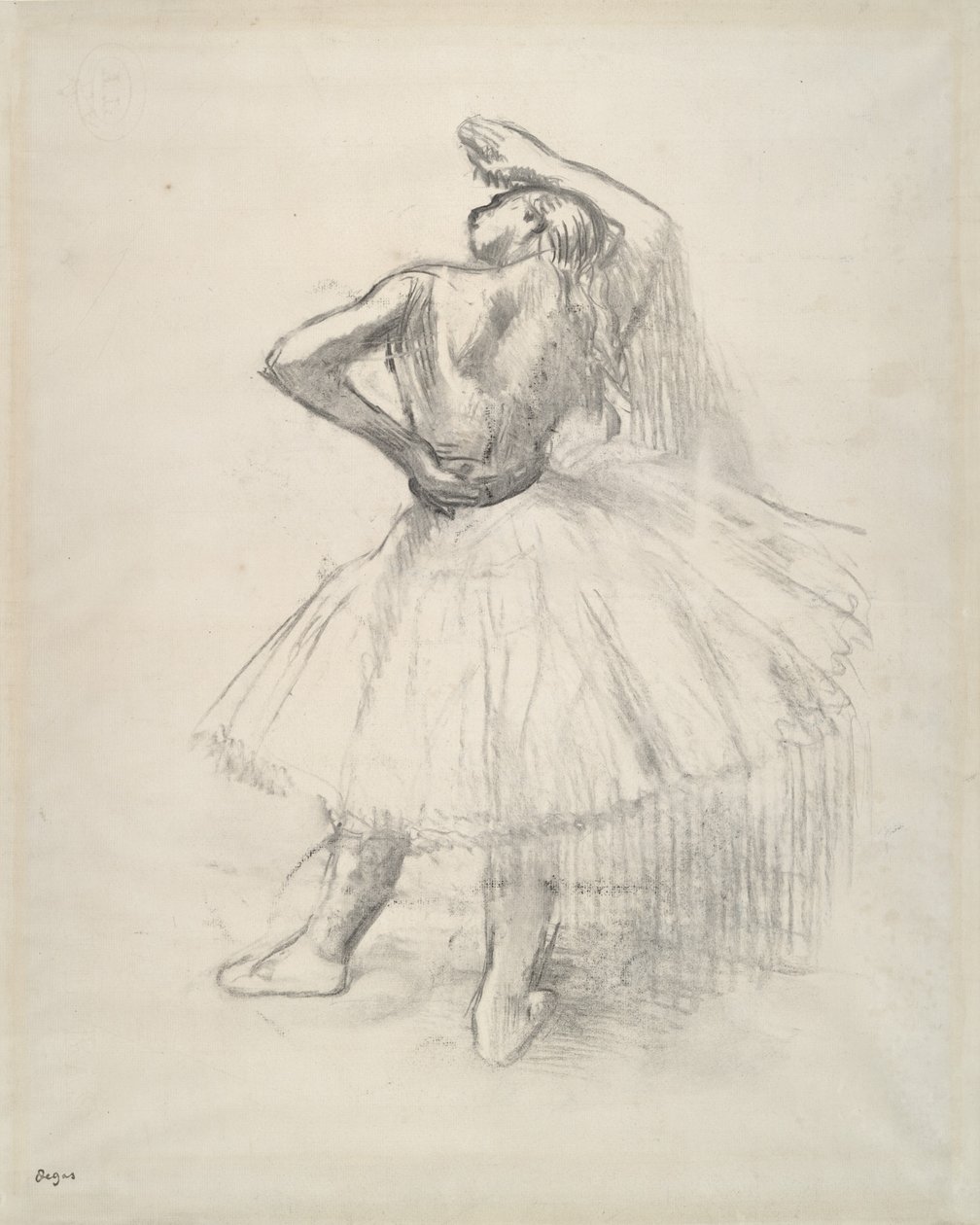 Danseuse debout, le bras droit levé , n.1891 (paperille piirretyn piirroksen jäljennös) tekijältä Edgar Degas