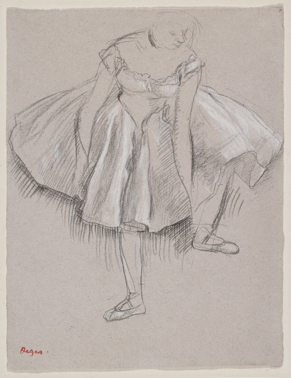Danseuse rajustant son chausson, 1880-luvun alku (hiili ja pastelli paperilla) tekijältä Edgar Degas
