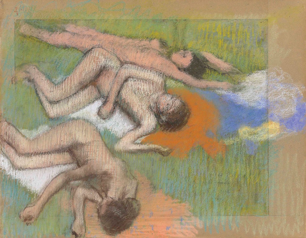 Degas - Kylvyn jälkeen, kolme alastonta naista, noin 1890-1895 tekijältä Edgar Degas