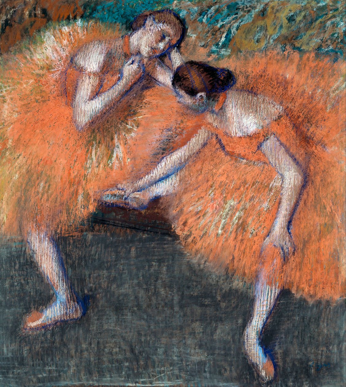 "" Two Dancers "" (Kaksi tanssijaa) piirustus Edgar Degas (1834-1917) noin 1898 Koko 95,5x87 cm Dresdenin valtion taidekokoelmat Dresden tekijältä Edgar Degas
