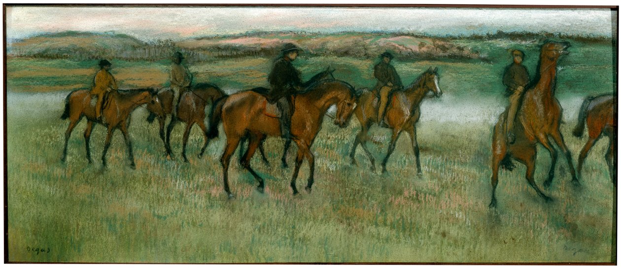 Kilpahevosten harjoitteleminen, c1880. tekijältä Edgar Degas