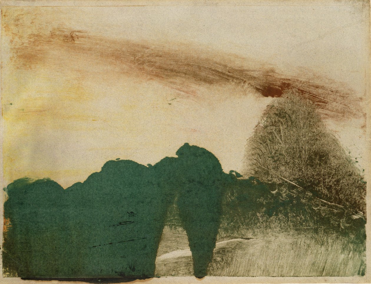 Metsä vuoristossa, n.1890 (monotypia paperille). tekijältä Edgar Degas