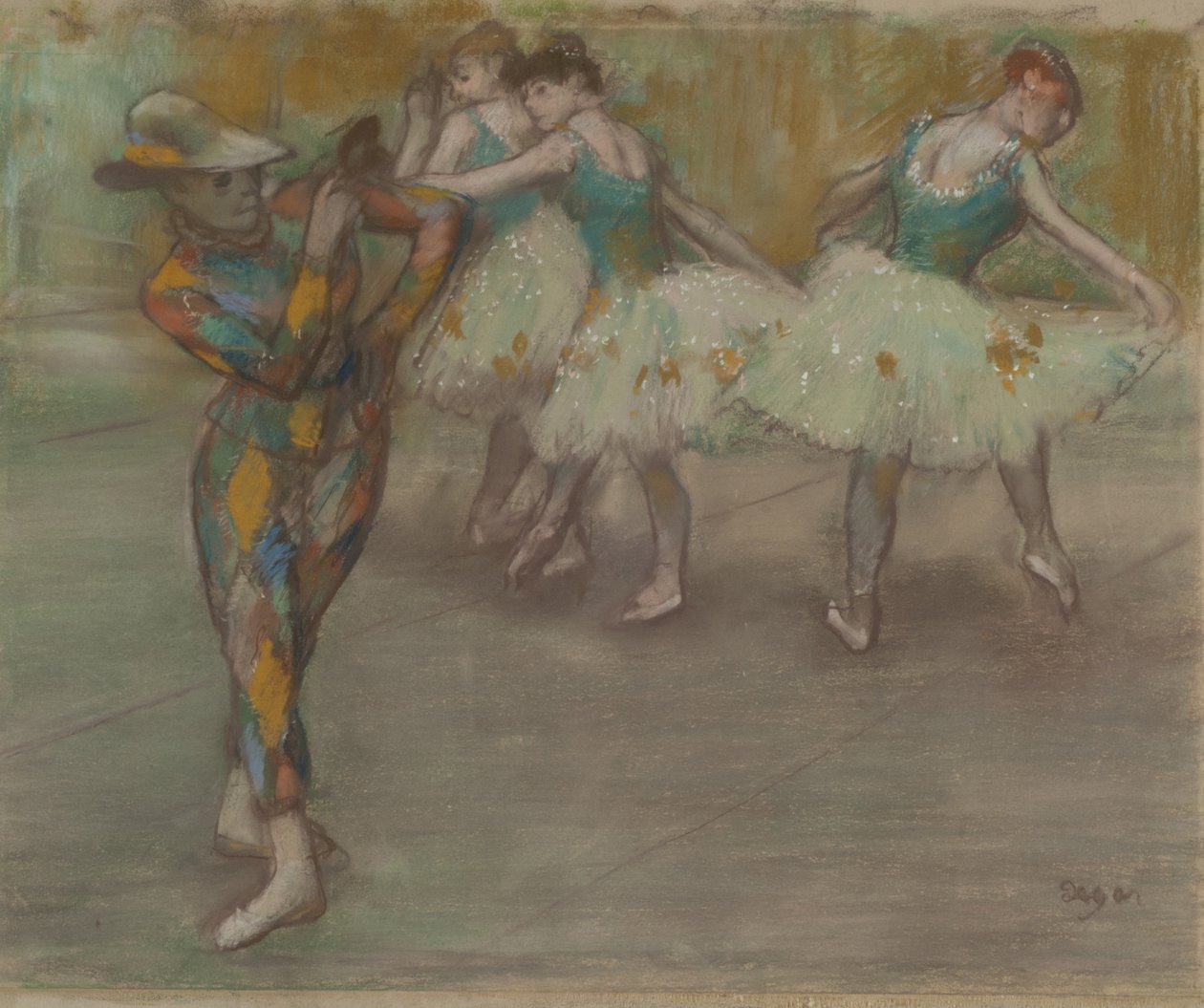 Harlequin Dance, n. 1890 (pastelli pahville) tekijältä Edgar Degas
