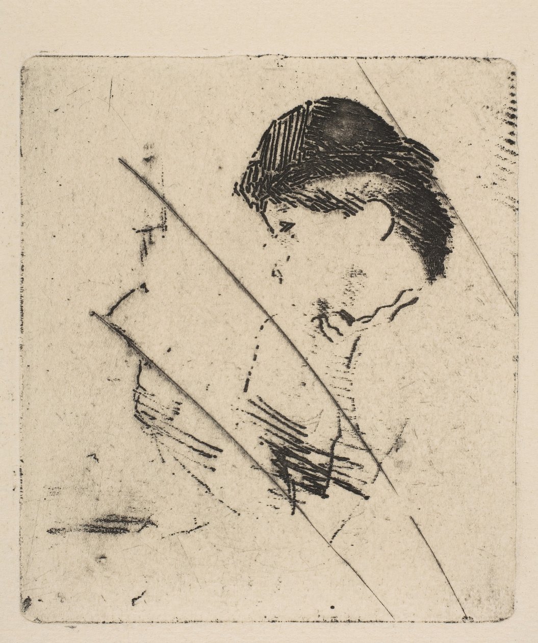Nuoren naisen pää ja hartiat profiilissa I, n. 1879. tekijältä Edgar Degas