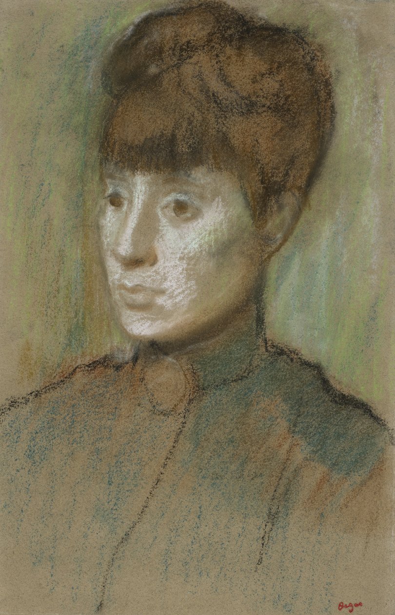 Naisen pää, 1884 (pastelli vellapaperille) tekijältä Edgar Degas