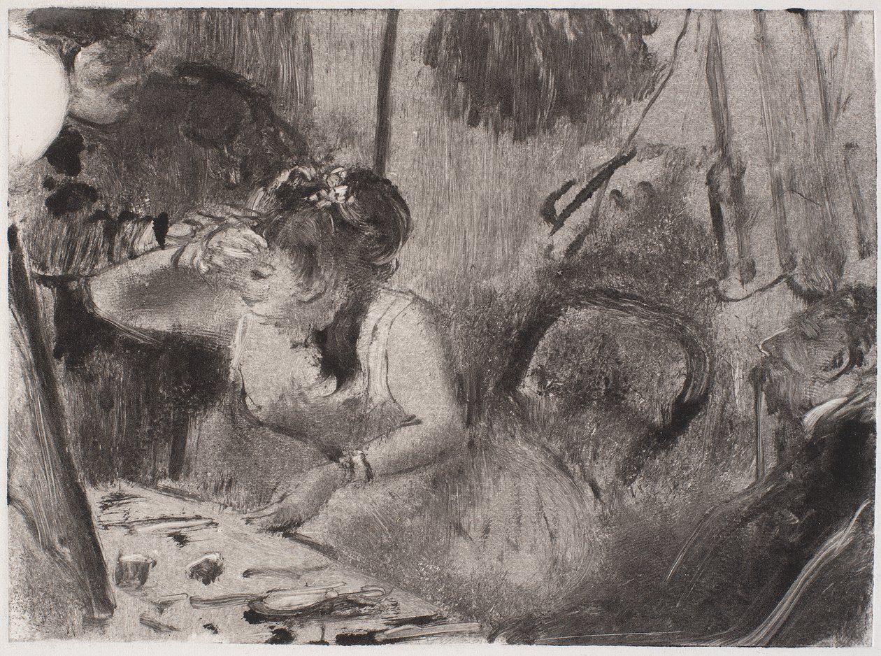 Intimiteetti, c. 1877-80 (monotyyppi musta) tekijältä Edgar Degas