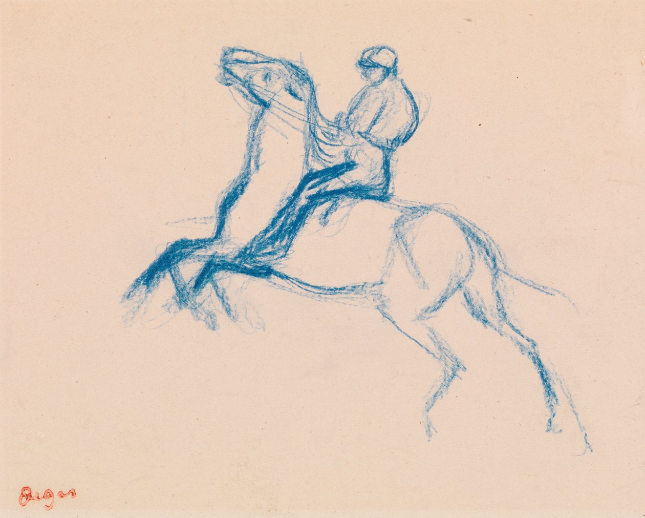 Jockey hevosella tekijältä Edgar Degas