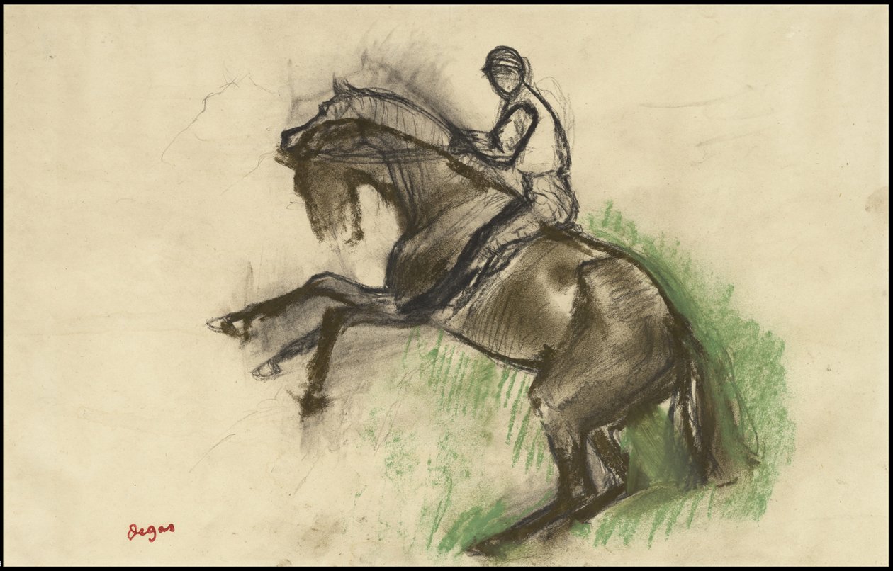 Jockey kasvatushevosella, 1890-luku tekijältä Edgar Degas
