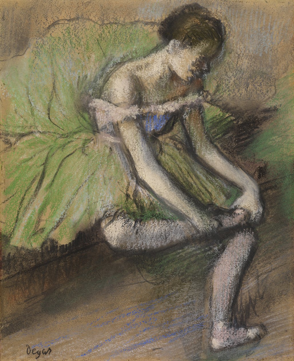 Vihreä hame, n. 1896 (pastelli paperille) tekijältä Edgar Degas
