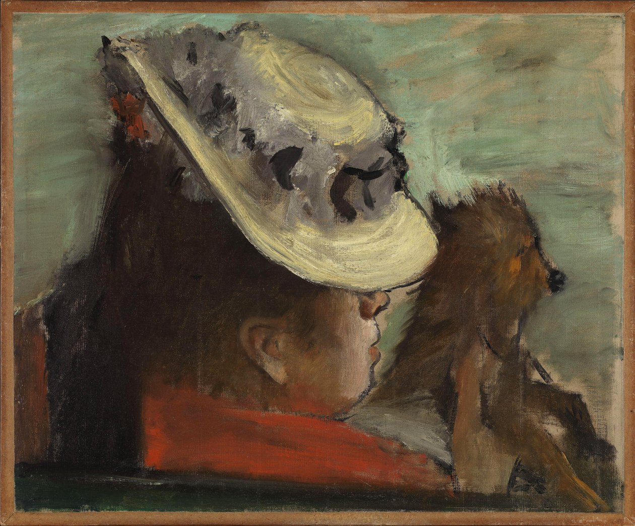 Nainen koiran kanssa, n. 1877 (öljy kankaalle) tekijältä Edgar Degas
