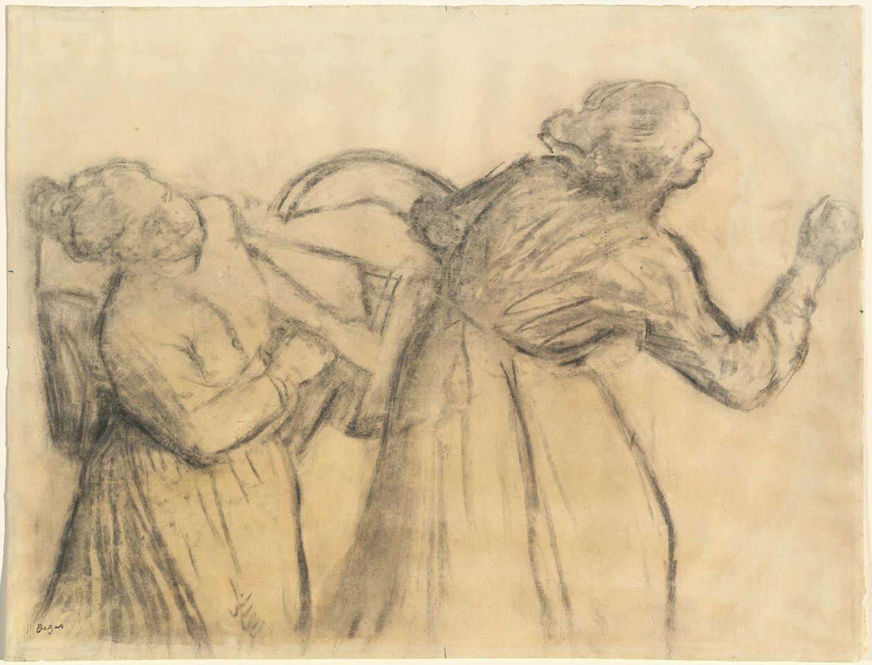 Pesula, joka kantaa liinavaatteet tekijältä Edgar Degas