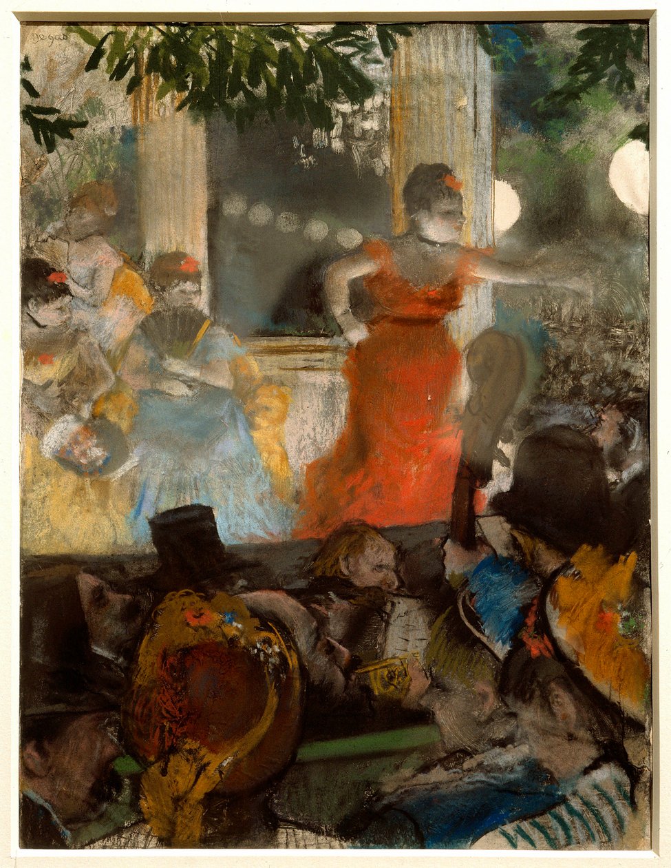 Kahvilakonsertti, lähettiläiden pastellimaalaus Edgar Degasin (1834-1917) 1876 su. 0,36 x 0,28 m Lyon. Kuvataidemuseo tekijältä Edgar Degas