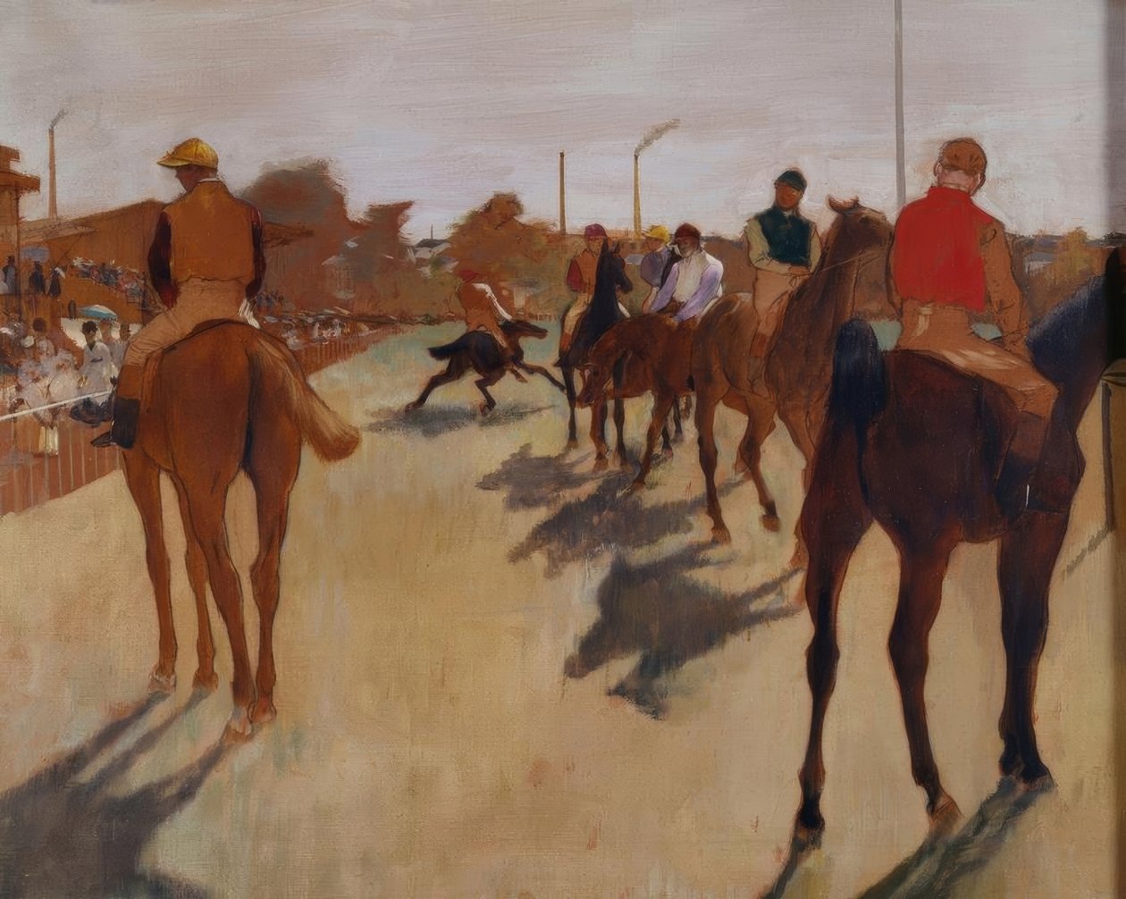 Le défilé, dit aussi Chevaux de course devant les tribunes tekijältä Edgar Degas